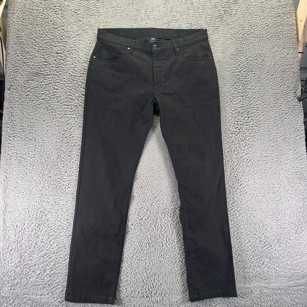 Urban Star Pant Mens 38x32 Black Rayon Chino Straight Leg Preppy Career Stretch